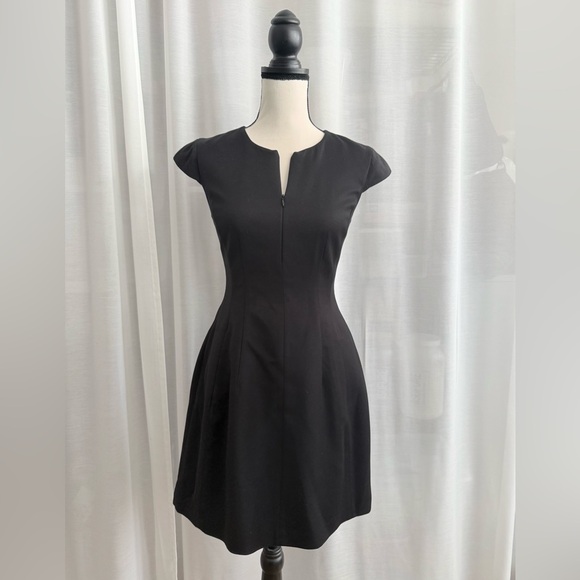 Armani Exchange Black Sheath Mini Dress with Adjustable Zipper Plunge Neckline - Picture 1 of 3